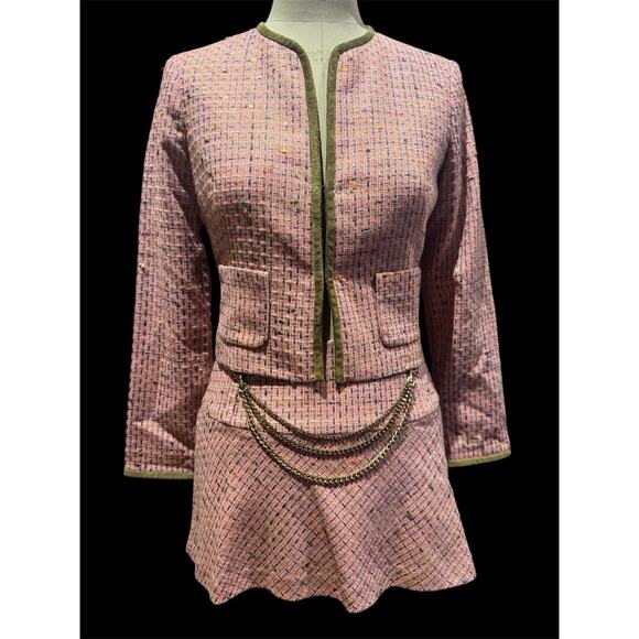 bebe Jackets & Blazers - Vintage Bebe 90’s Suit W/ Original Tags , Real Suede Trimmed Tweed Size 6